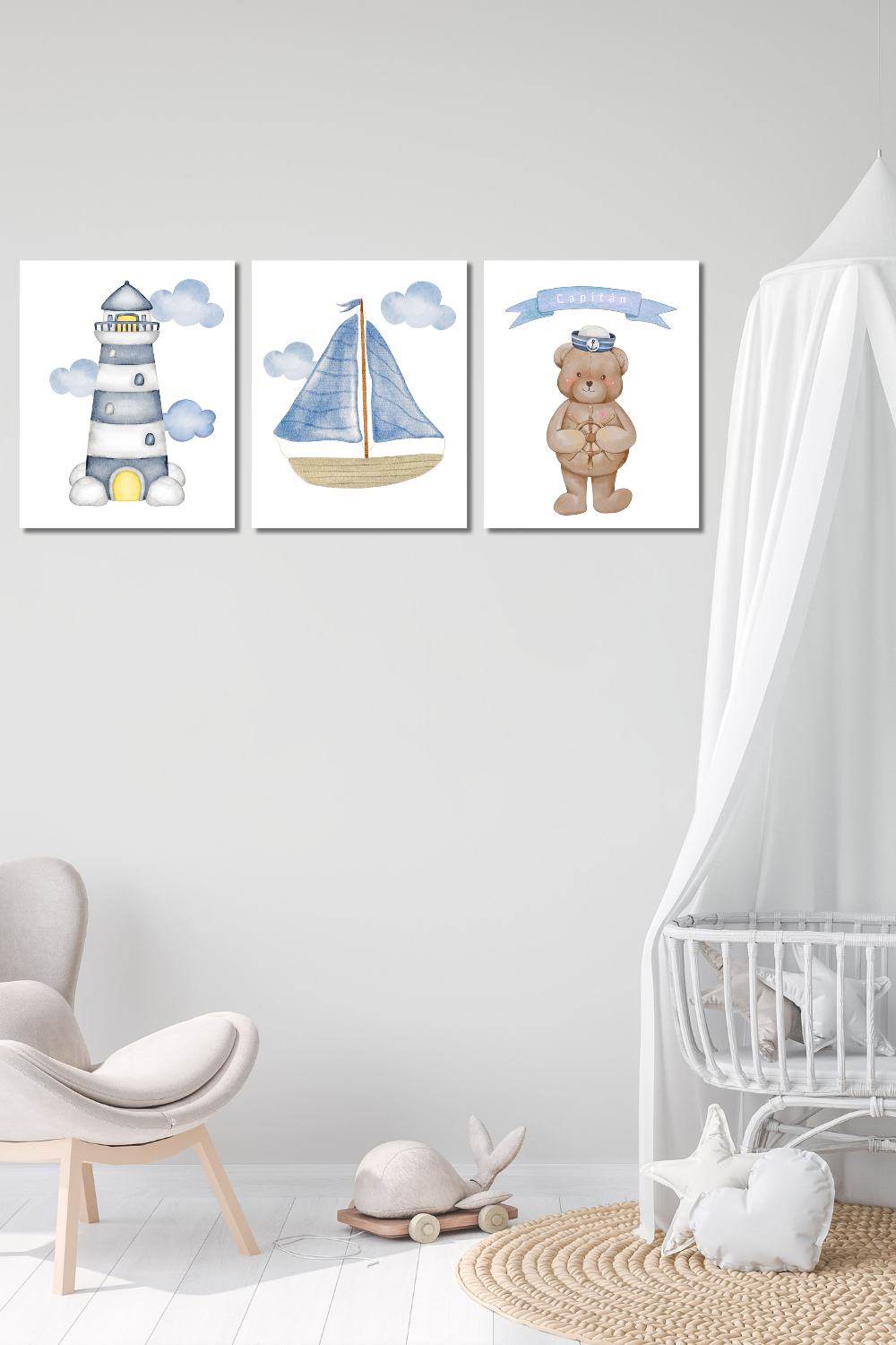 Nautical Nursery Art - Set of 3