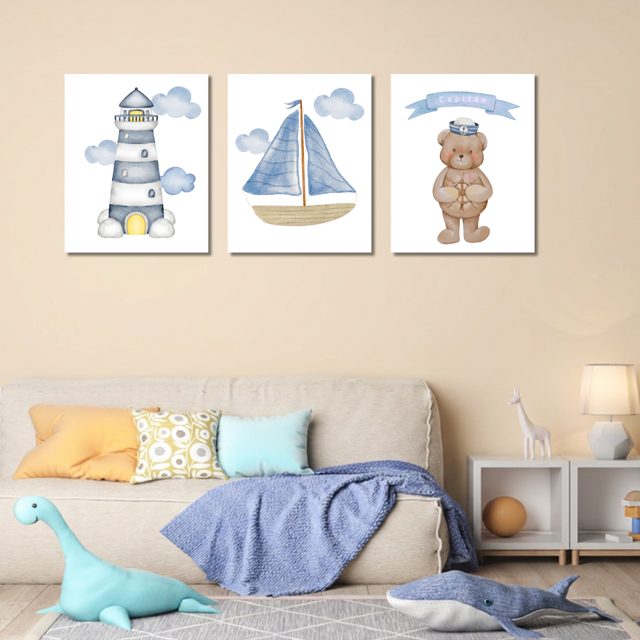 Nautical Nursery Art - Set of 3