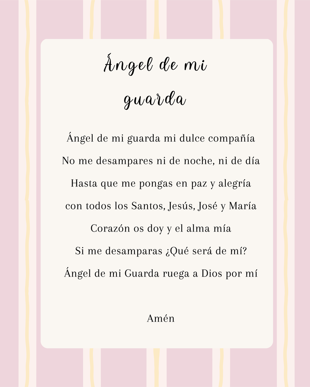 Cuadro Oración Ángel de la Guarda
