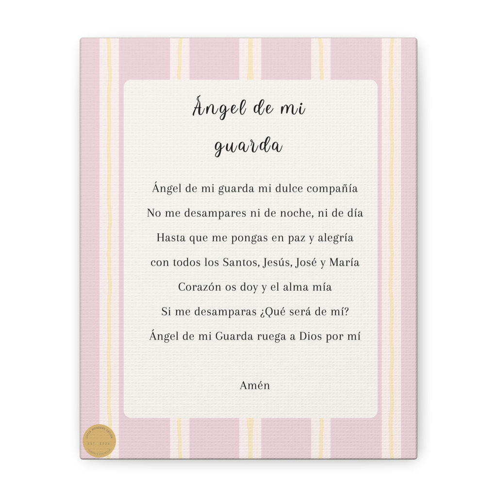 Cuadro Oración Angel de mi Guarda Rosado