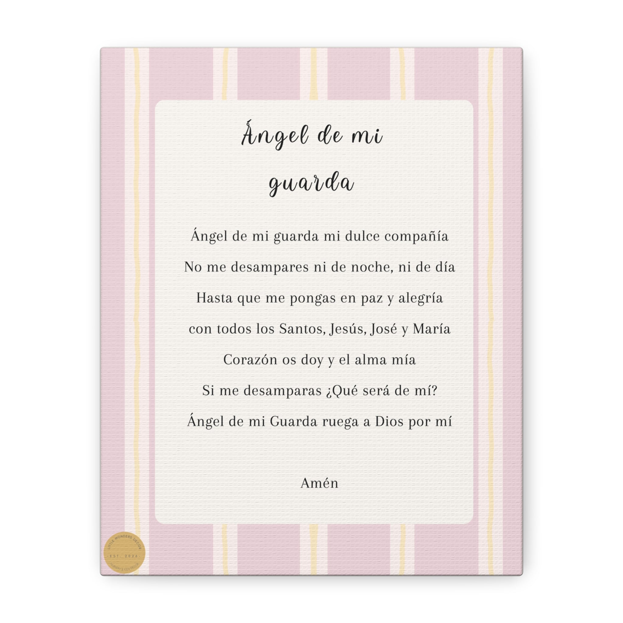 Oración Angel de mi Guarda Rosado