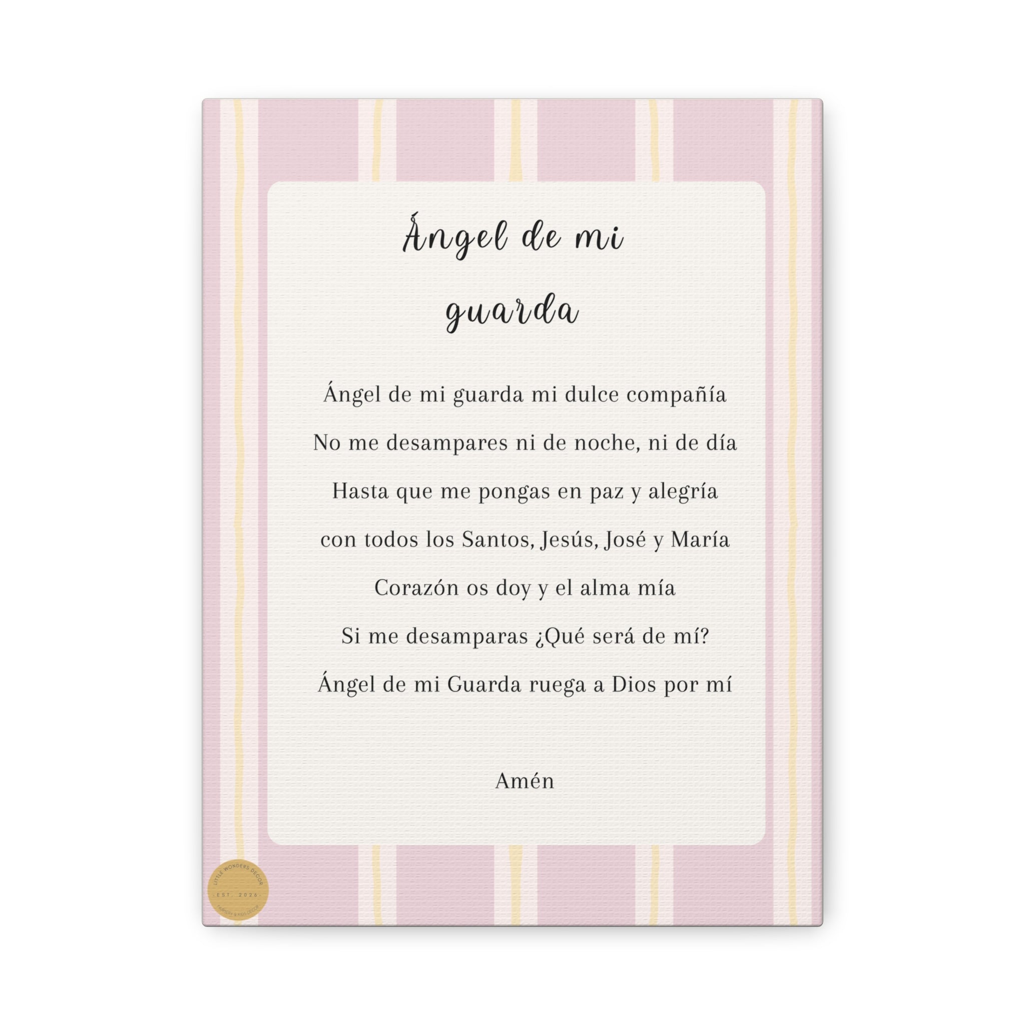 Oración Angel de mi Guarda Rosado