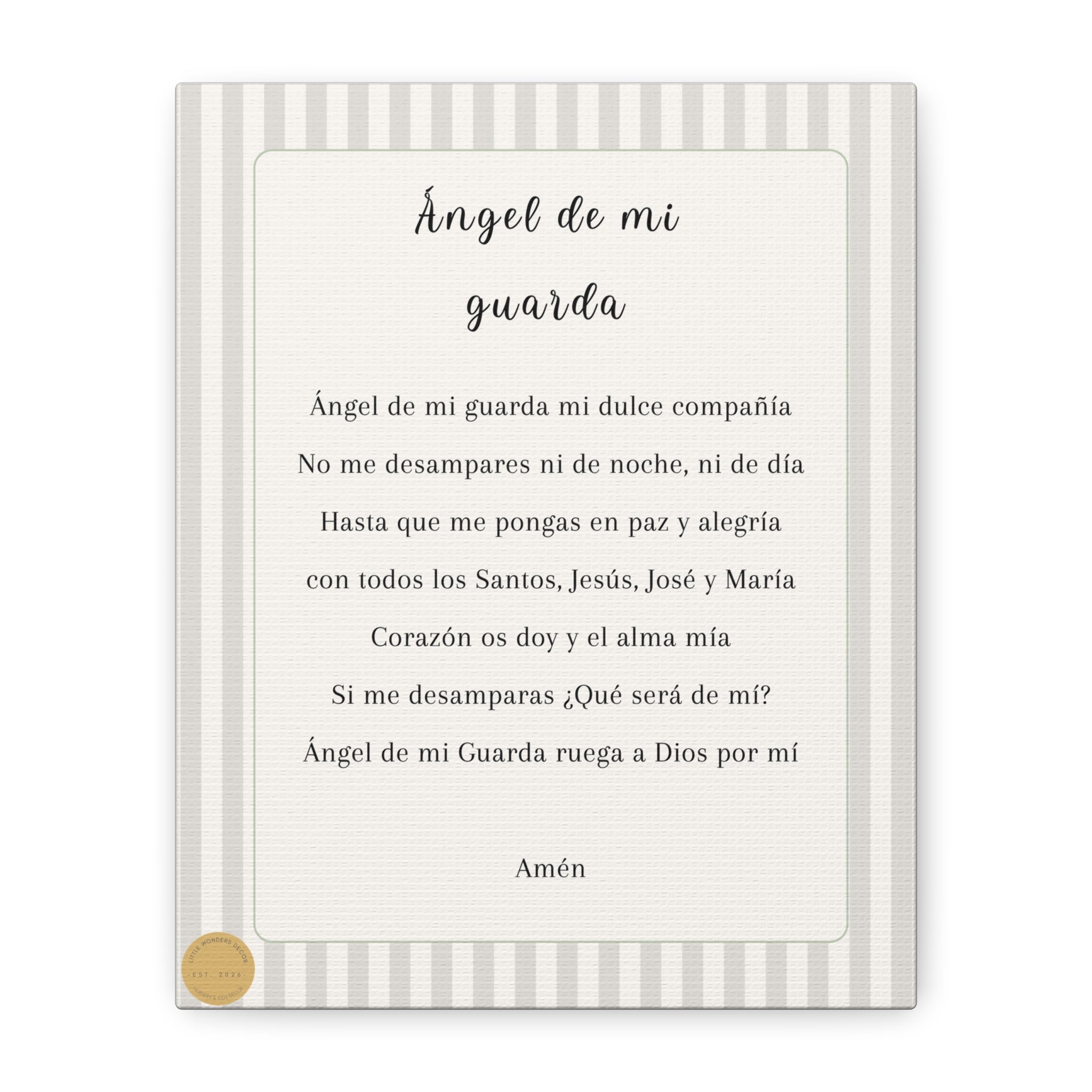 Oración Angel de mi Guarda Beige